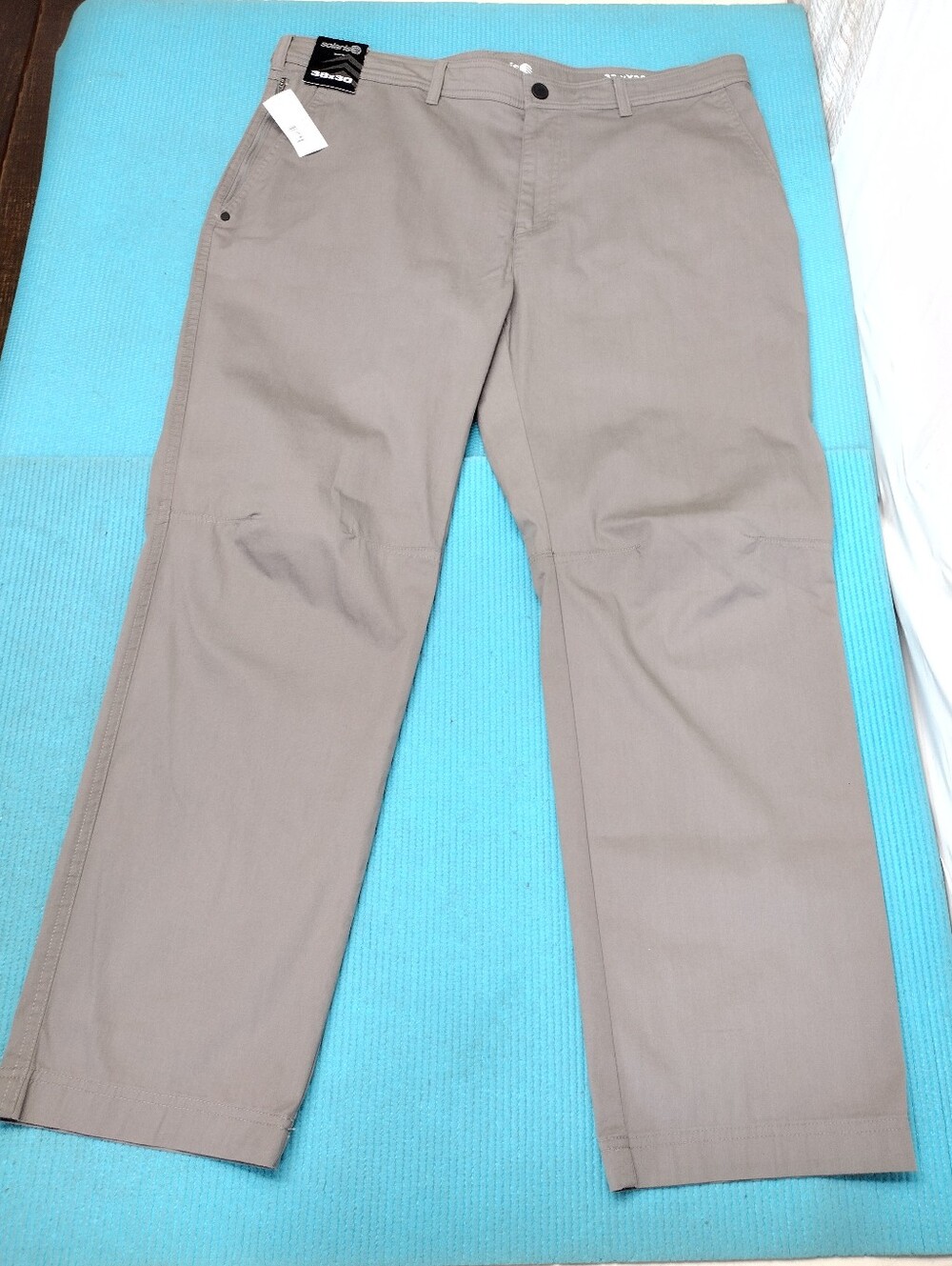 NWT Solaris Men's Khaki Hiking Pants Zip Pocket Straight 38x30